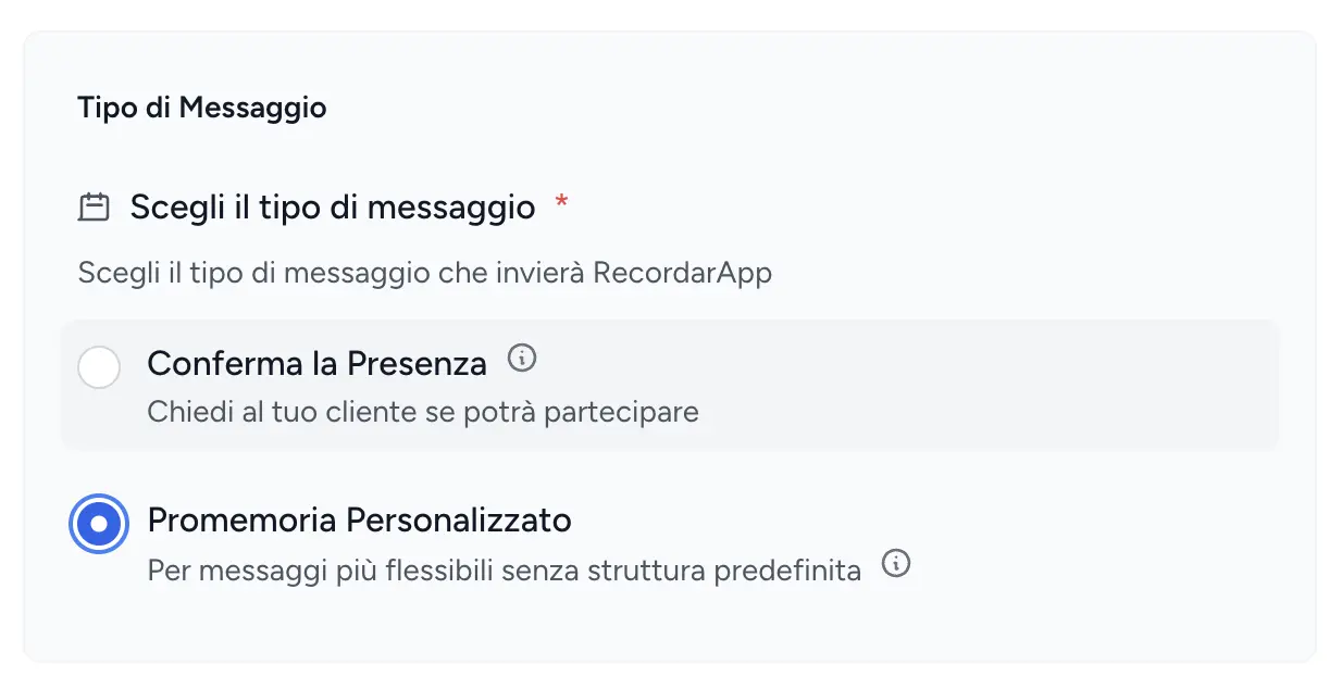 Esempio di messaggio per confermare presenza