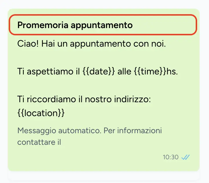 Esempio di titolo del messaggio