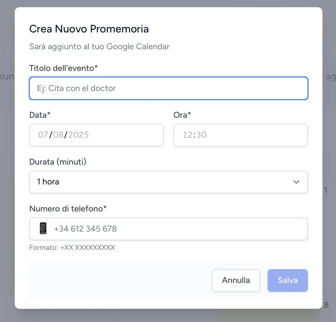 Aggiungi numero di telefono