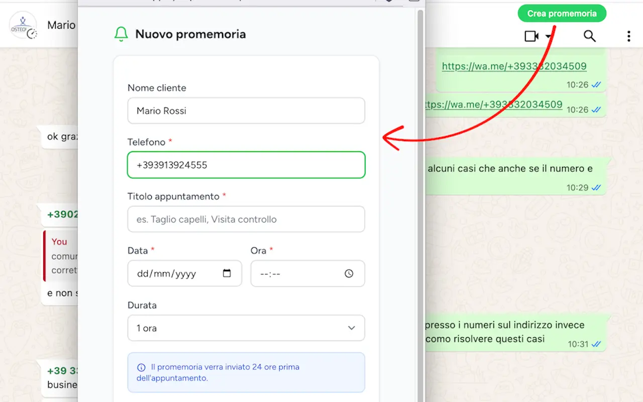 Promemoria WhatsApp
